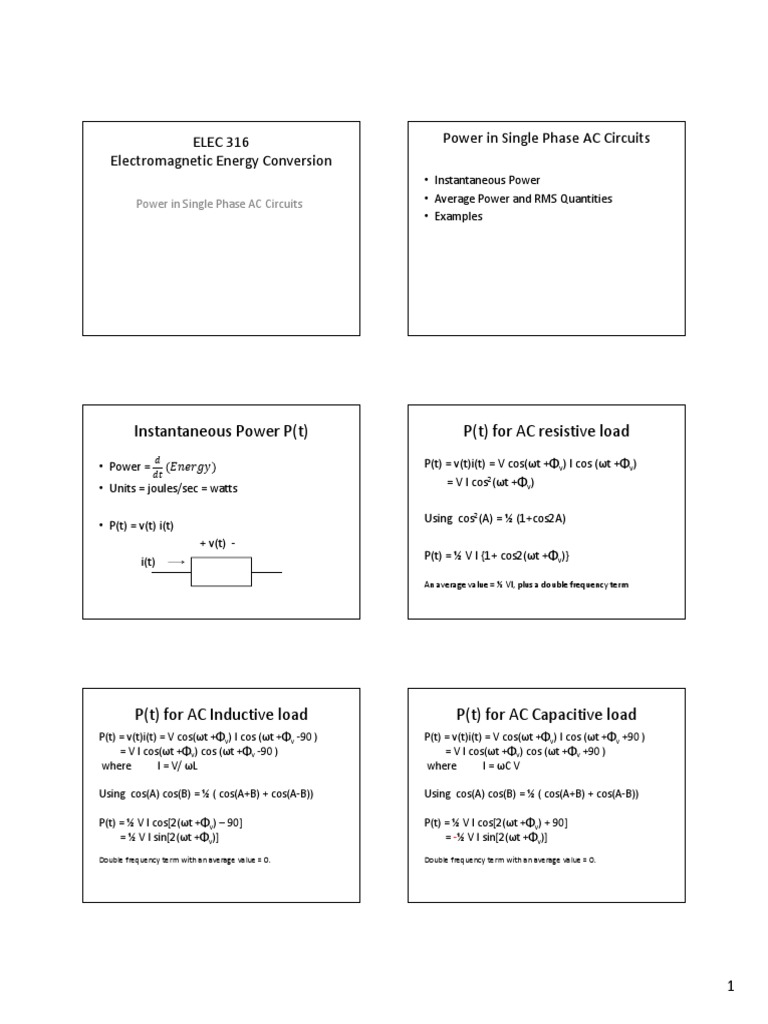 L1 AC Power1 Slide | PDF | Root Mean Square | Electric Power