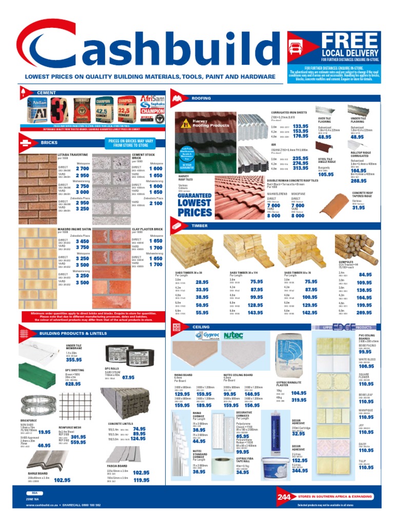 Cashbuild Building Material Prices 2025 | PDF