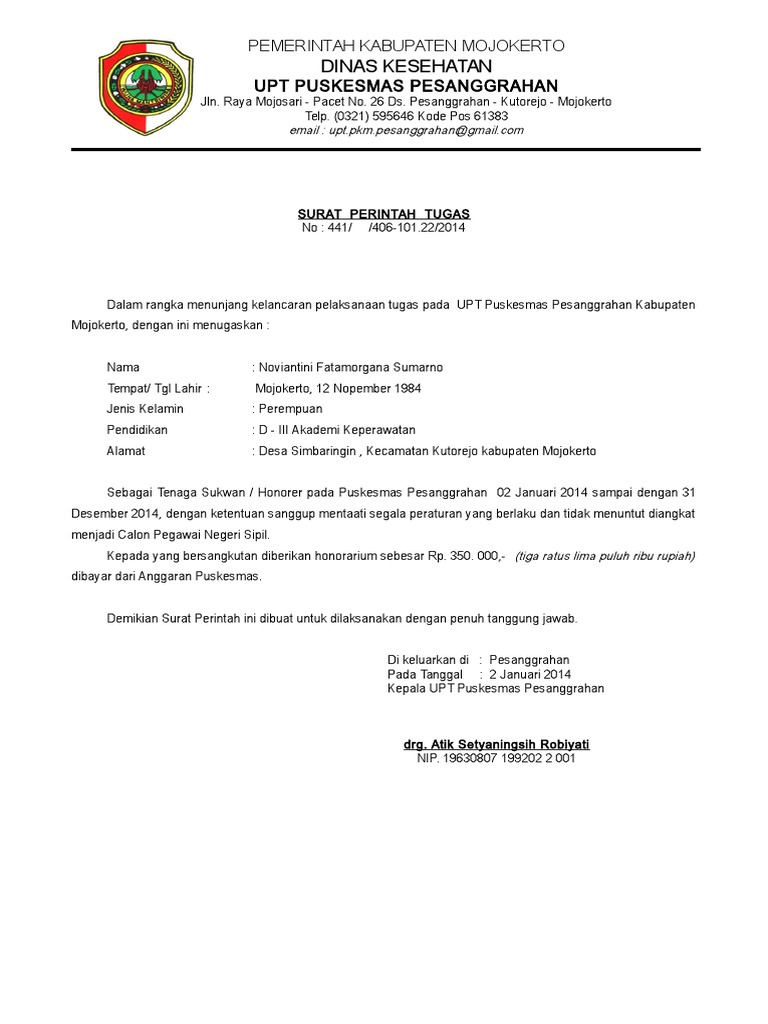 Surat Perintah Tugas Honorer