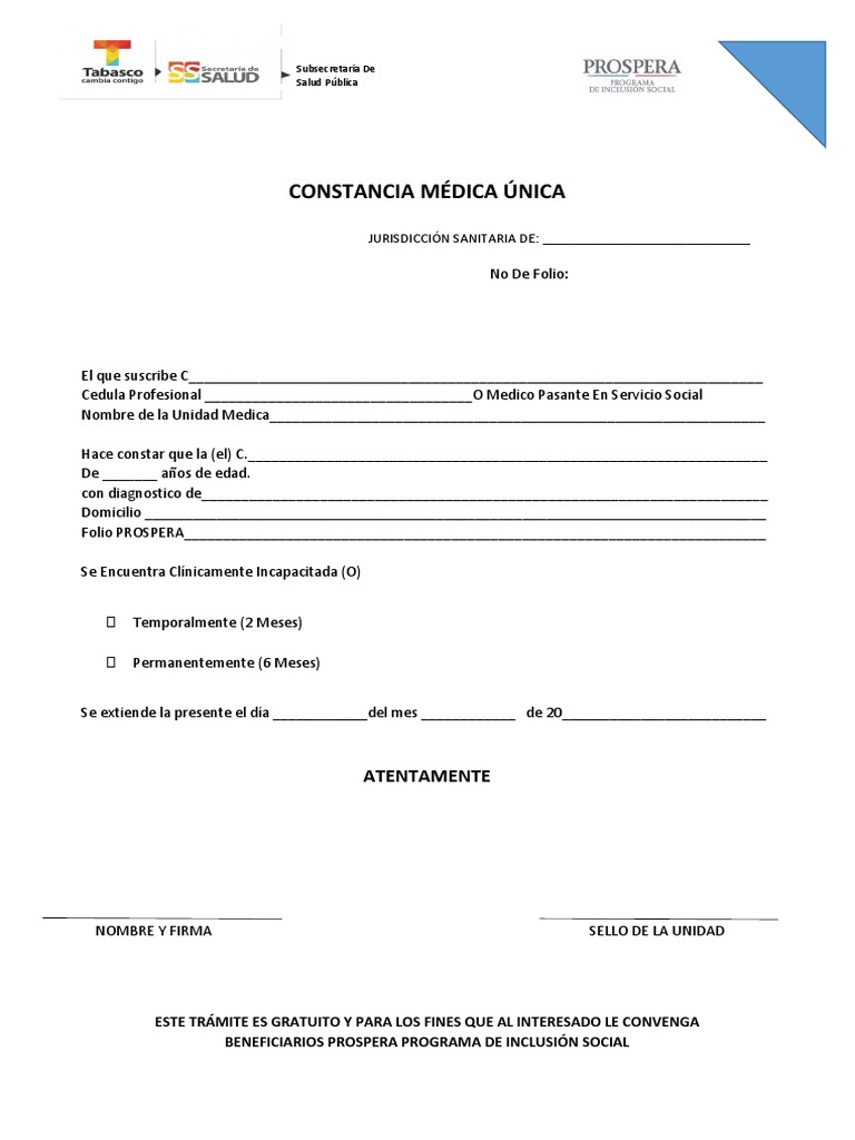Constancia Médica Única