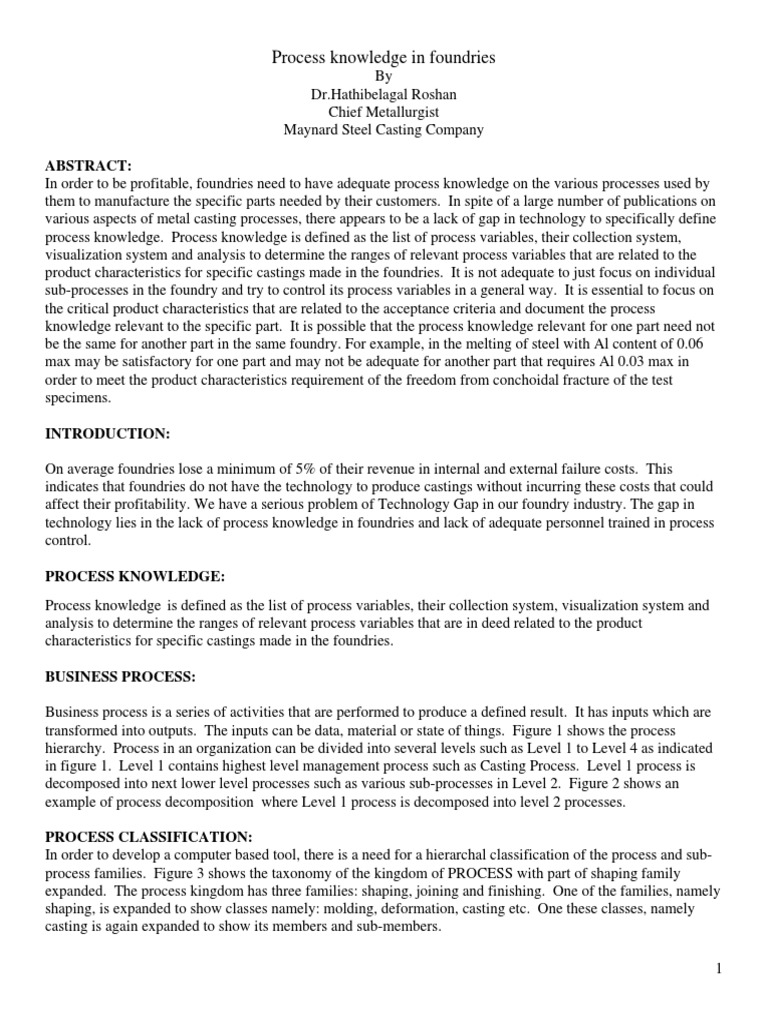 Process Knowledge in Foundries | PDF | Casting (Metalworking) | Foundry
