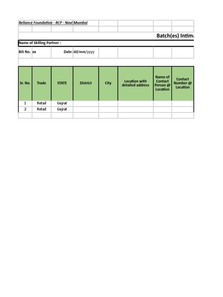 Skilling Program Batch Details | PDF