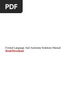 Formal Language and Automata Solutions Manual