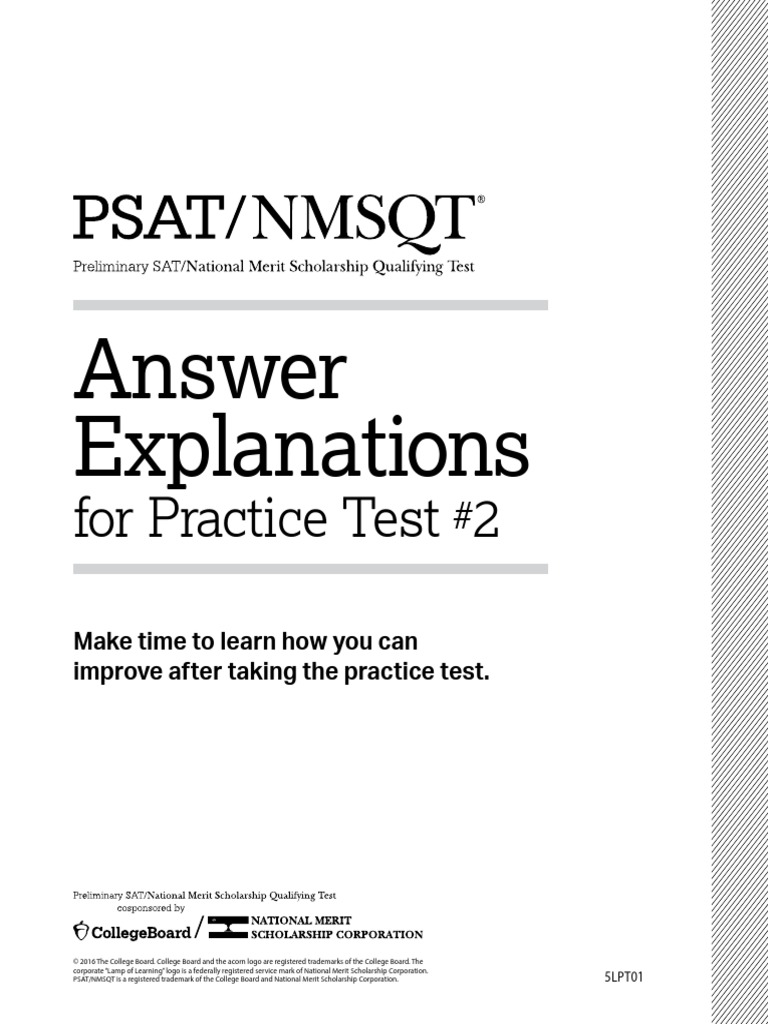 Psat NMSQT Practice Test 2 Answer Explanations | PDF | Plural | Verb