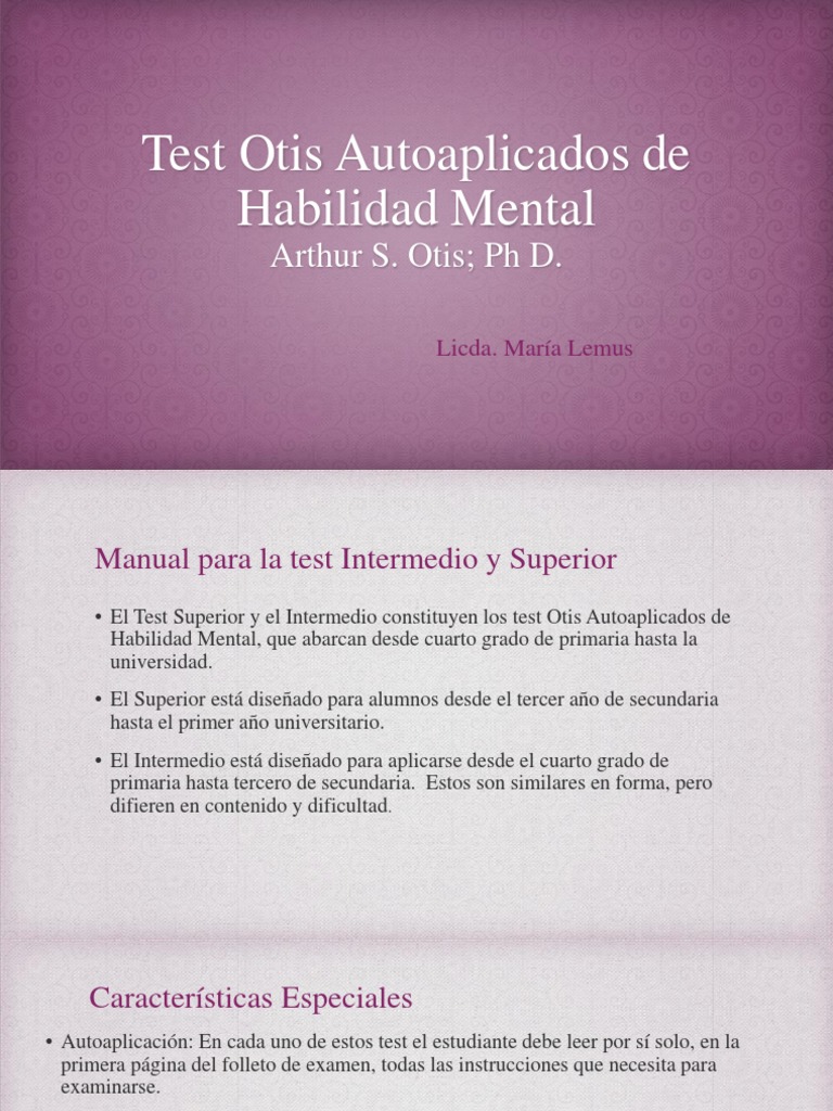 Test Otis Autoaplicados de Habilidad Mental Prueba