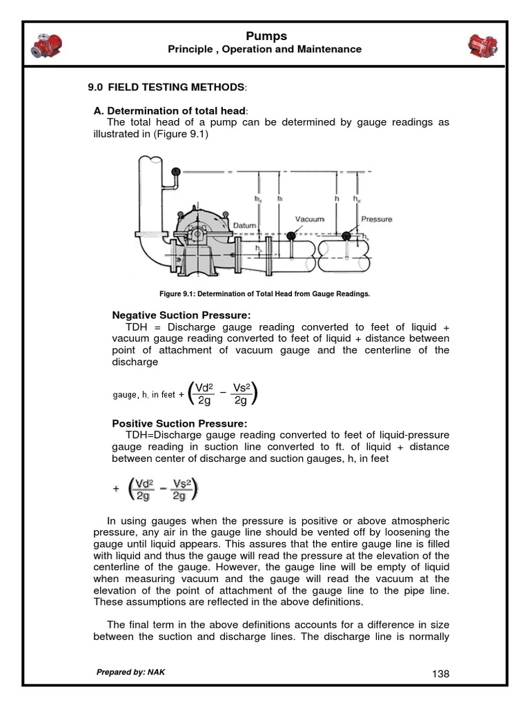 Pump Total Head Measurement Methods | PDF | Pressure Measurement | Flow ...
