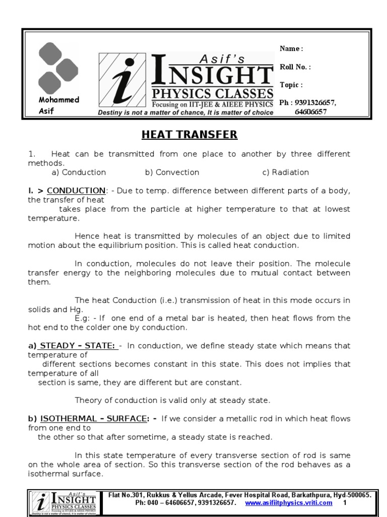 Understanding Heat Transfer Methods | PDF | Thermal Conduction | Heat ...