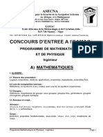 Programme Mathematiques Physique INGENIEUR