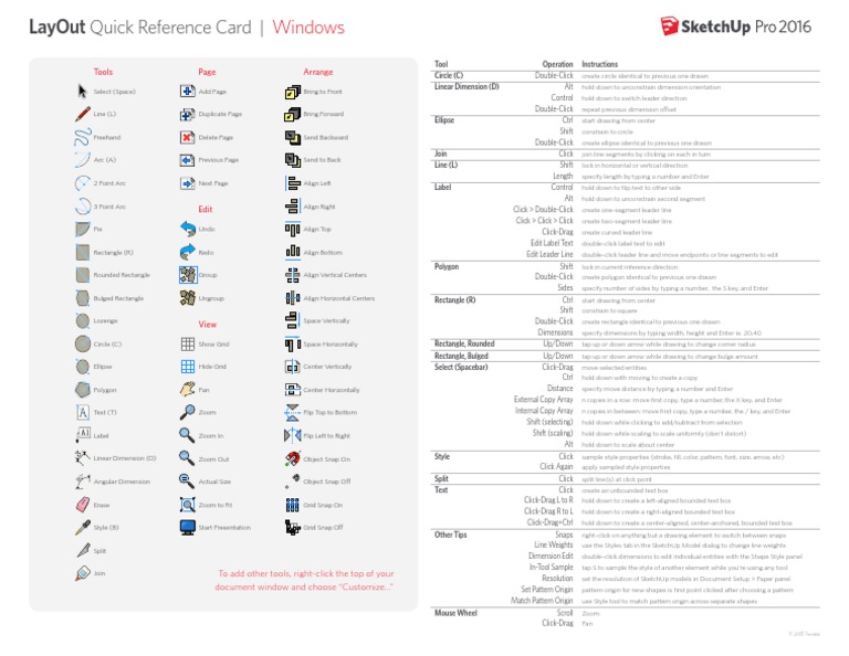 Sketchup Layout Quick Reference Card PDF Sketch Up Double Click