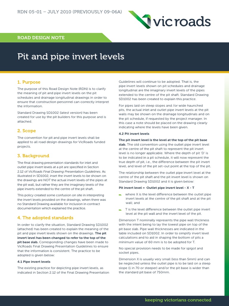 Pit and Pipe Invert Levels Pipe (Fluid Conveyance) Technology