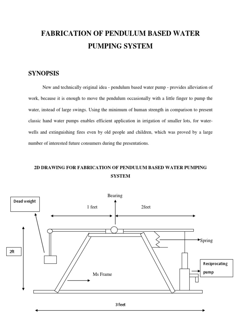 Pendulum Based Water Pump . r Pendulum Pump