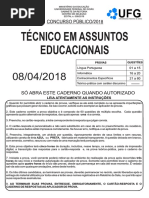 PROVA Tecnico_assuntos_educacionais UFG 2018