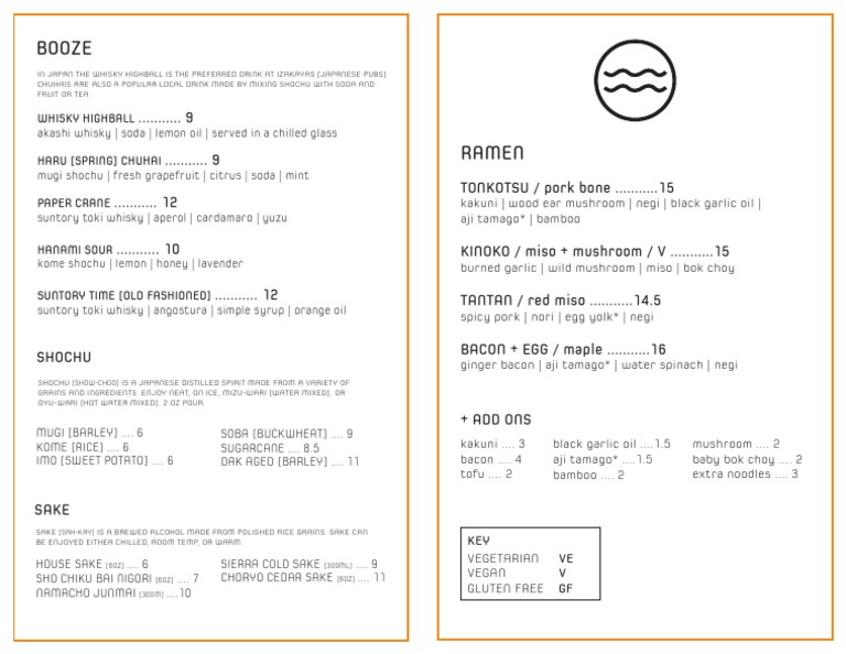 Moshi Moshi Ramen & Drink Menu | PDF | Beverages