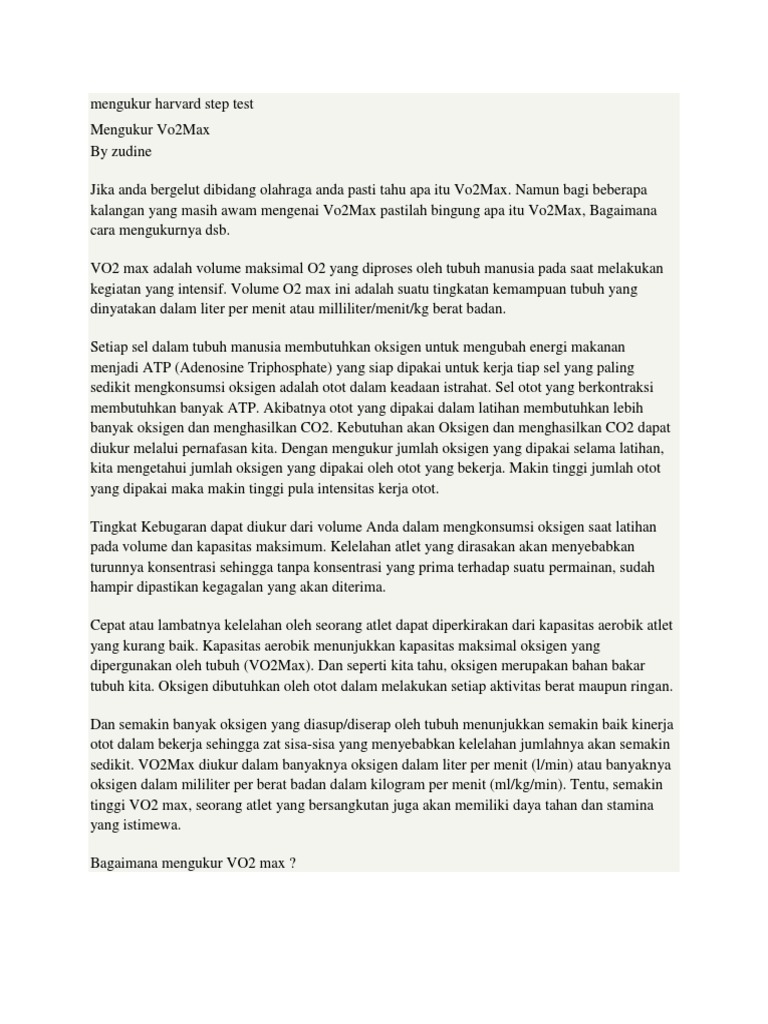 Panduan Lengkap Harvard Step Test | PDF