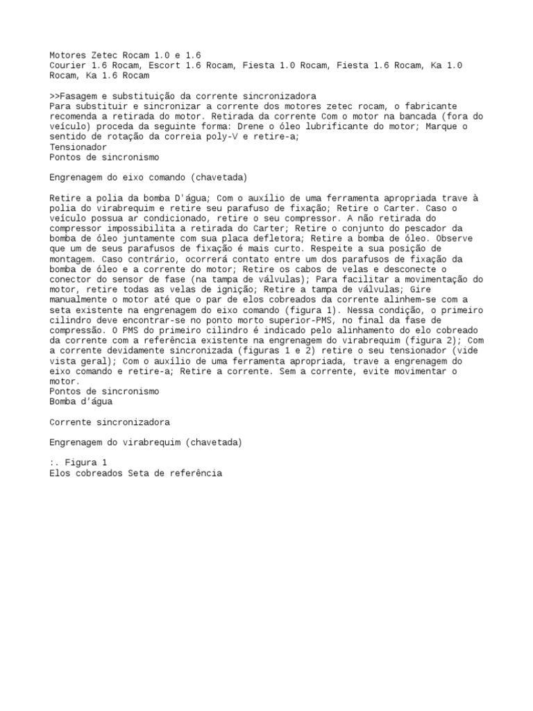 Ford Zetec Rocam 1 0L 1 6L | PDF | Motores | Máquinas rotativas