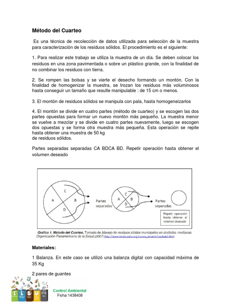 Método de Cuarteo para Residuos Sólidos | PDF | Residuos | Muestreo ...