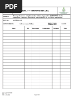 Quality Training Record: Form: LGKOQAF009 Rev: 0 Date: July 2012 Page 1 of 1