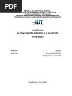 La Investigacion Cientifica y El Desarrolo Tecnologico