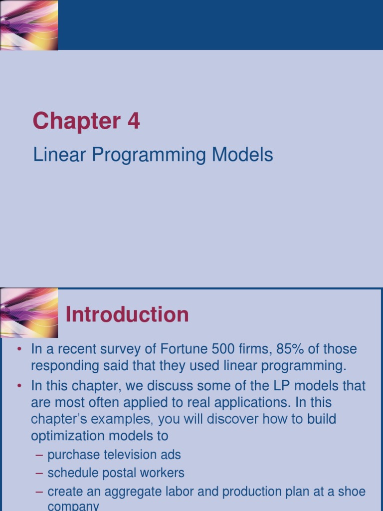 Linear Programing Models | PDF | Mathematical Optimization | Linear ...