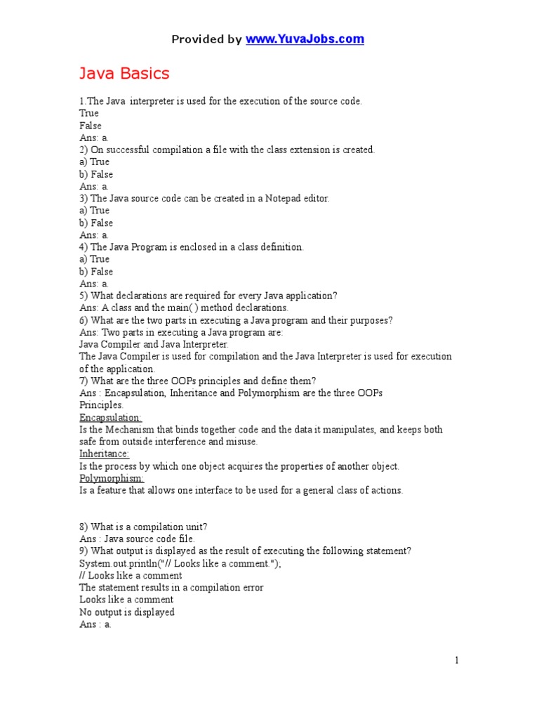 Java Aptitude Questions | PDF | Inheritance (Object Oriented ...