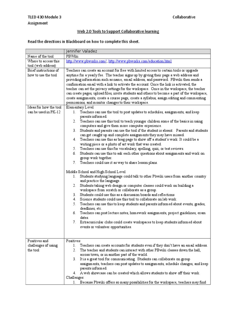 Web 2.0 Tools for Collaborative Learning | PDF | Homework | Schools