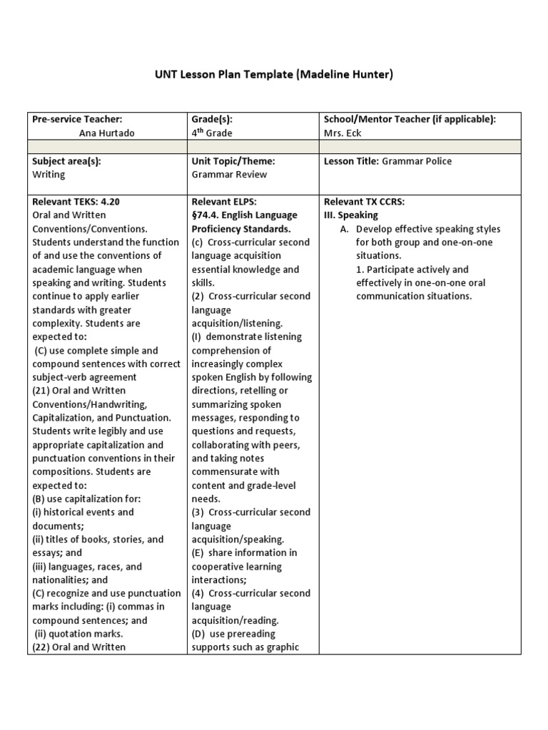 Grammar Police Lesson Plan Template | PDF | Style (Fiction) | Languages