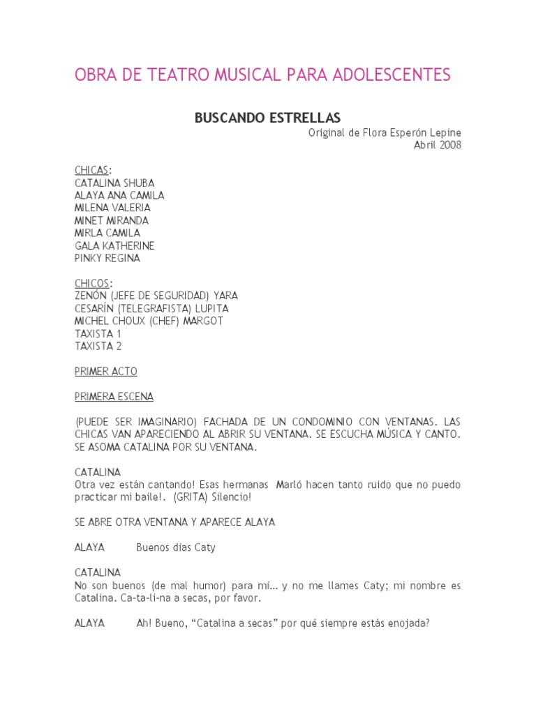 Obra de Teatro Musical Para Adolescentes