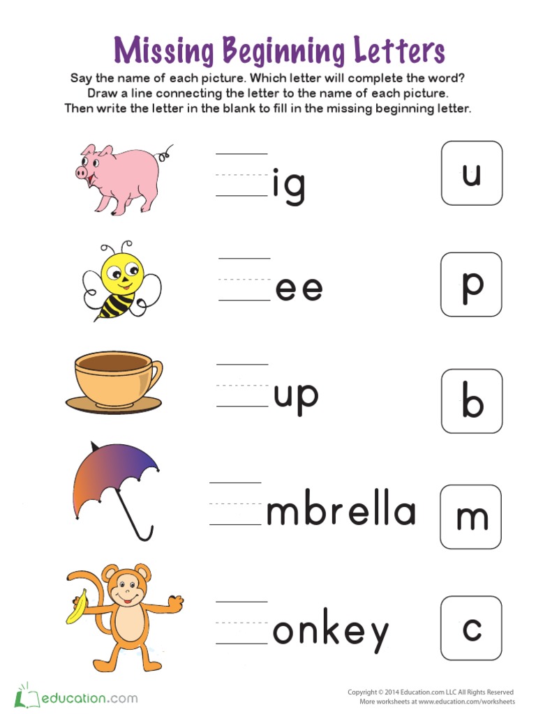 Write The Missing Beginning Letter | PDF