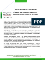 GOBIERNO DEBE ATENDER A LA BREVEDAD GRAVE EMERGENCIA AMBIENTAL EN COMAS 