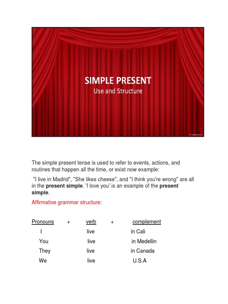 Simple Present Tense Guide for Kids | PDF | English Language ...