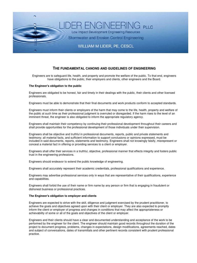 Fundamental Canons and Guidelines for Engineers PDF Engineer