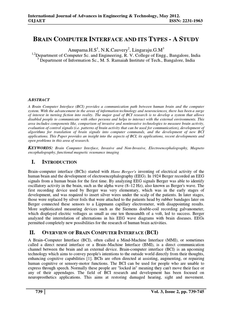 Brain Computer Interface PDF | PDF | Electroencephalography | Brain