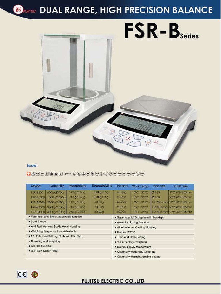 Fujitsu Precision Balance Model FSR-B Series PDF | PDF