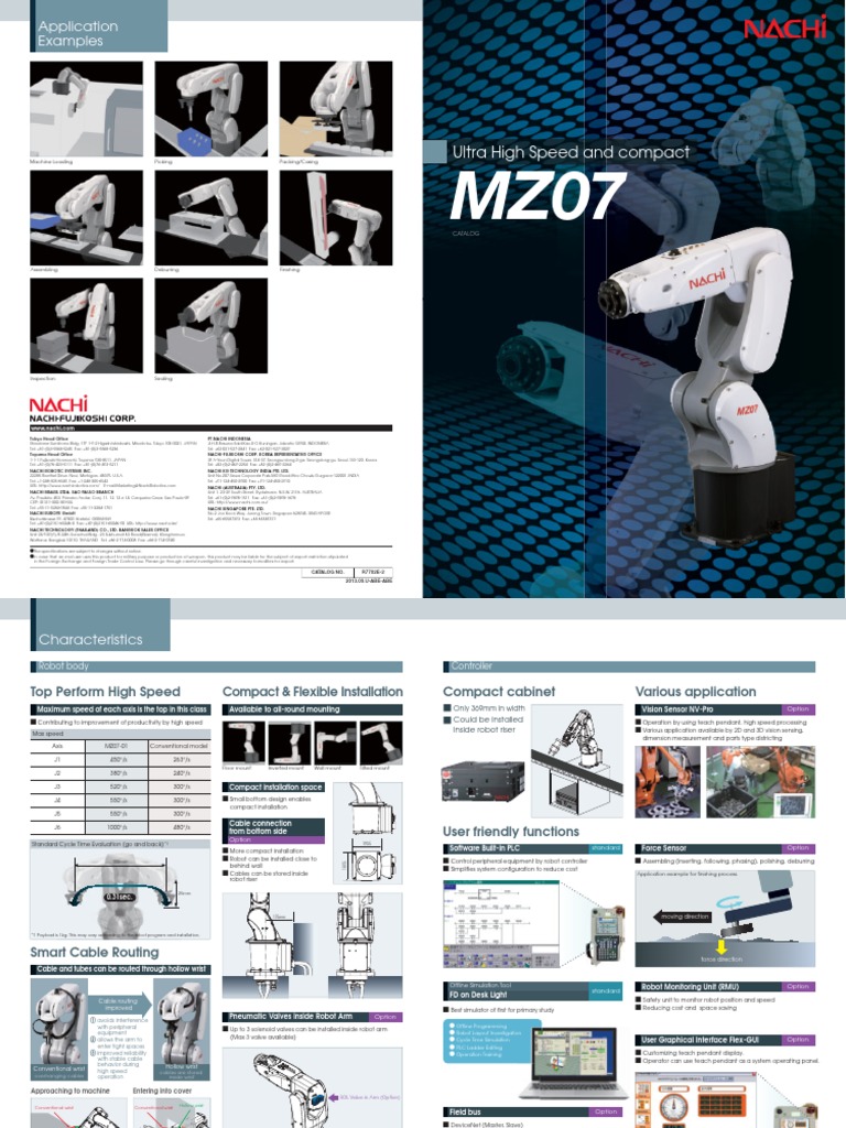 Nachi MZ07 Robot Specifications Guide | PDF | Robot | Robotics