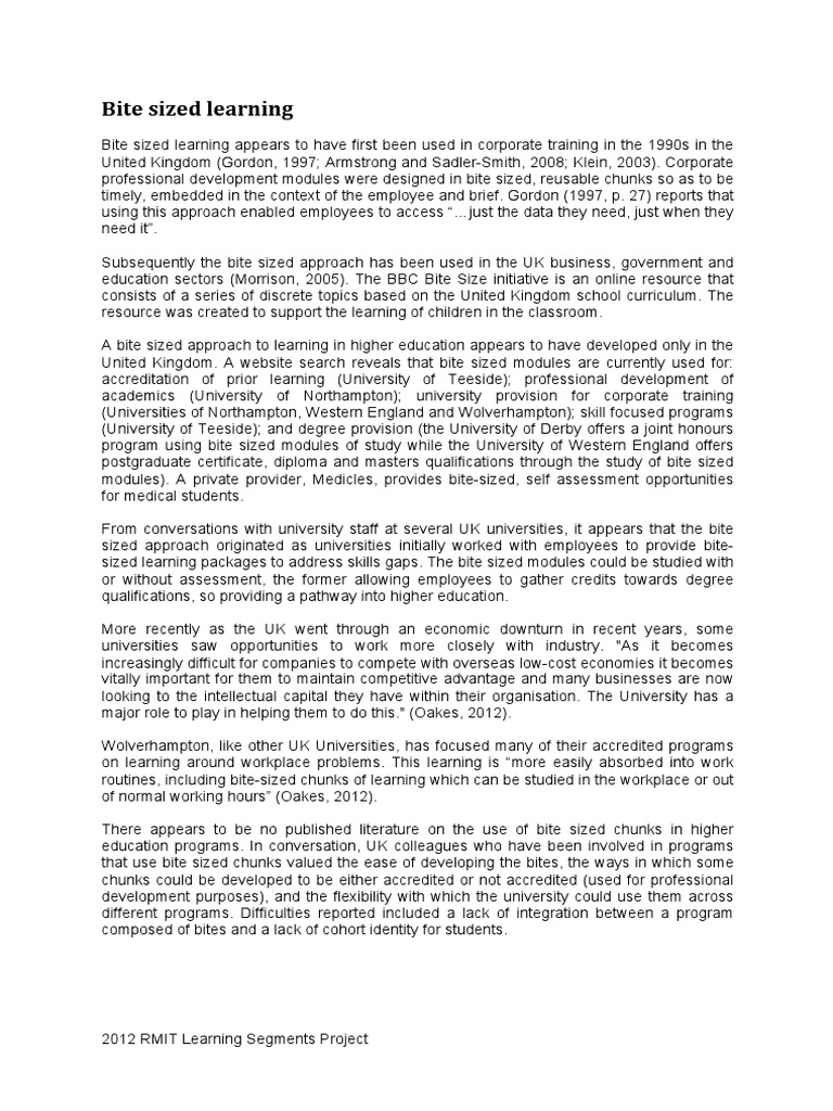 Bite-Sized Learning in Higher Education | PDF | University | Academic ...