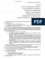 Tema 28 Actos de Comunicación A Las Partes y Otros Intervinientes en El Proceso