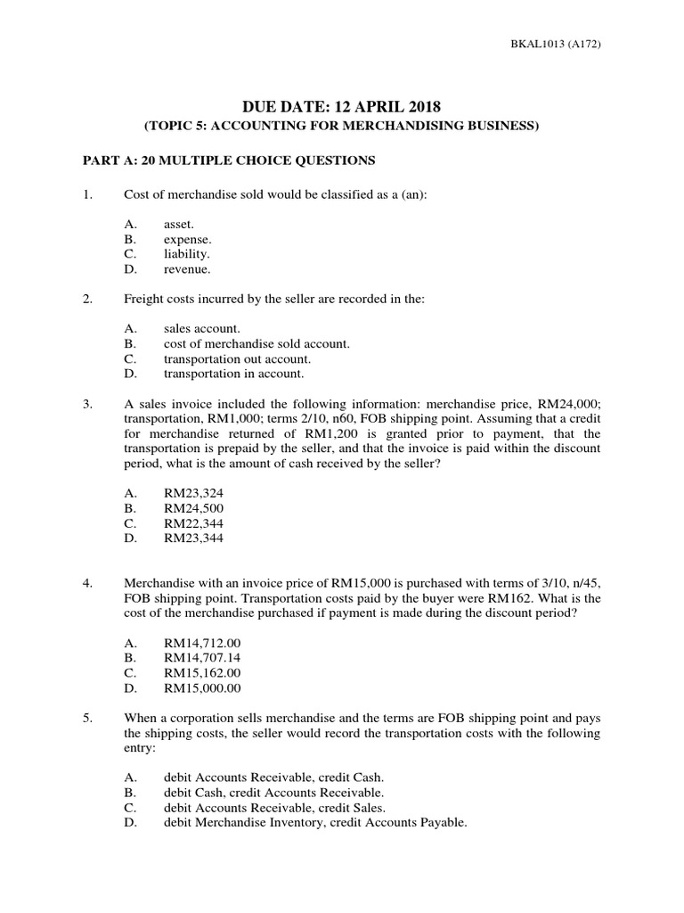 A172 Tutorial 3 Question | PDF | Discounts And Allowances | Debits And ...