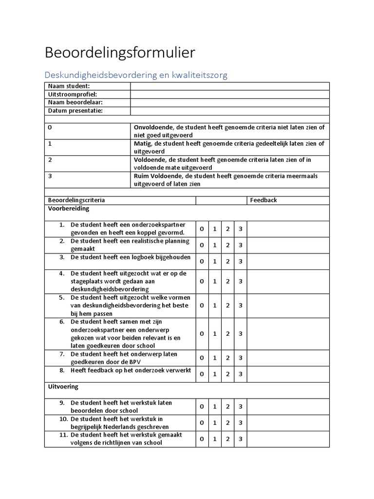 beoordelingsformulier deskundigheidsbevordering  Psychological