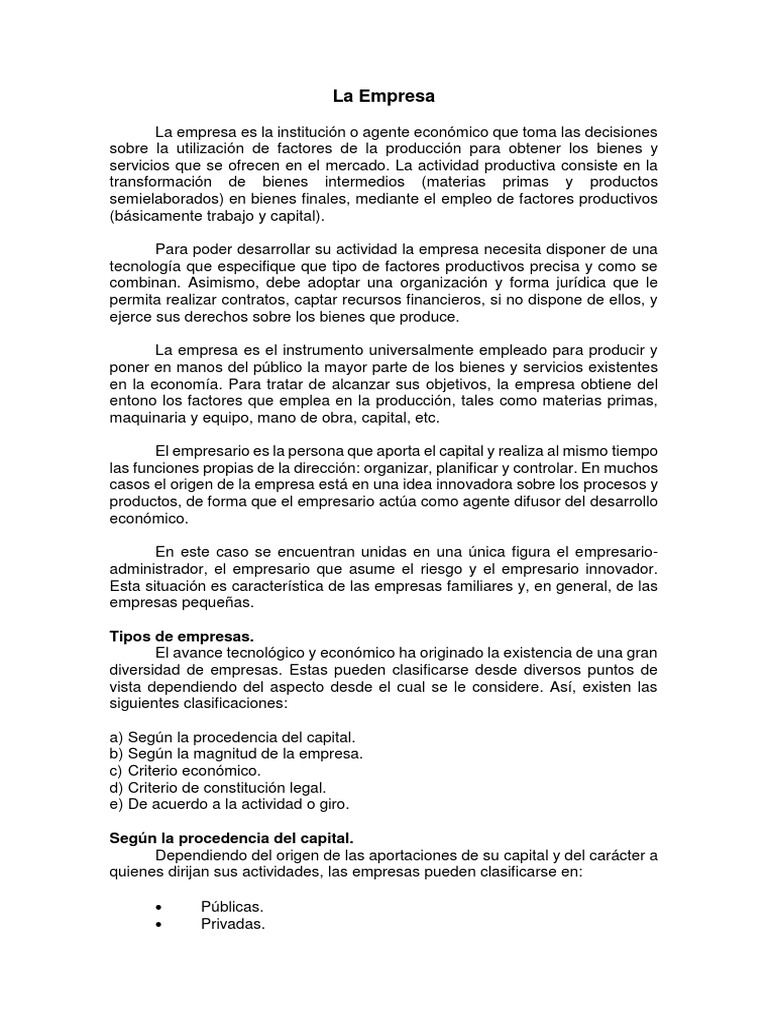 La Empresa Al Por Menor Capital Economia