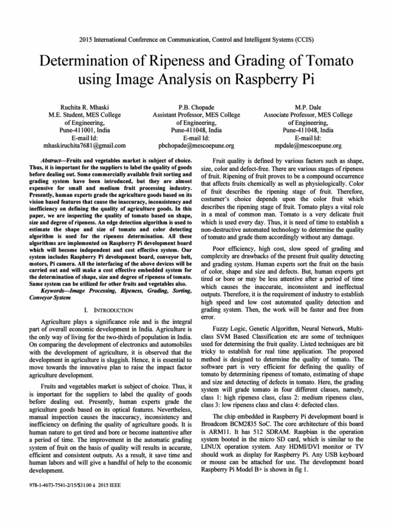 Tomato Grading via Raspberry Pi Image Analysis | PDF | Cluster Analysis ...