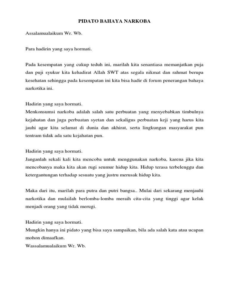Pidato Bahaya Narkoba  PDF