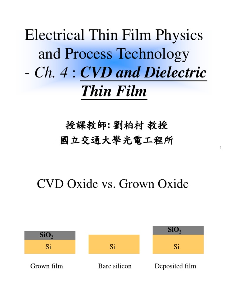 Chap 4 CVD | Download Free PDF | Chemical Vapor Deposition | Thin Film