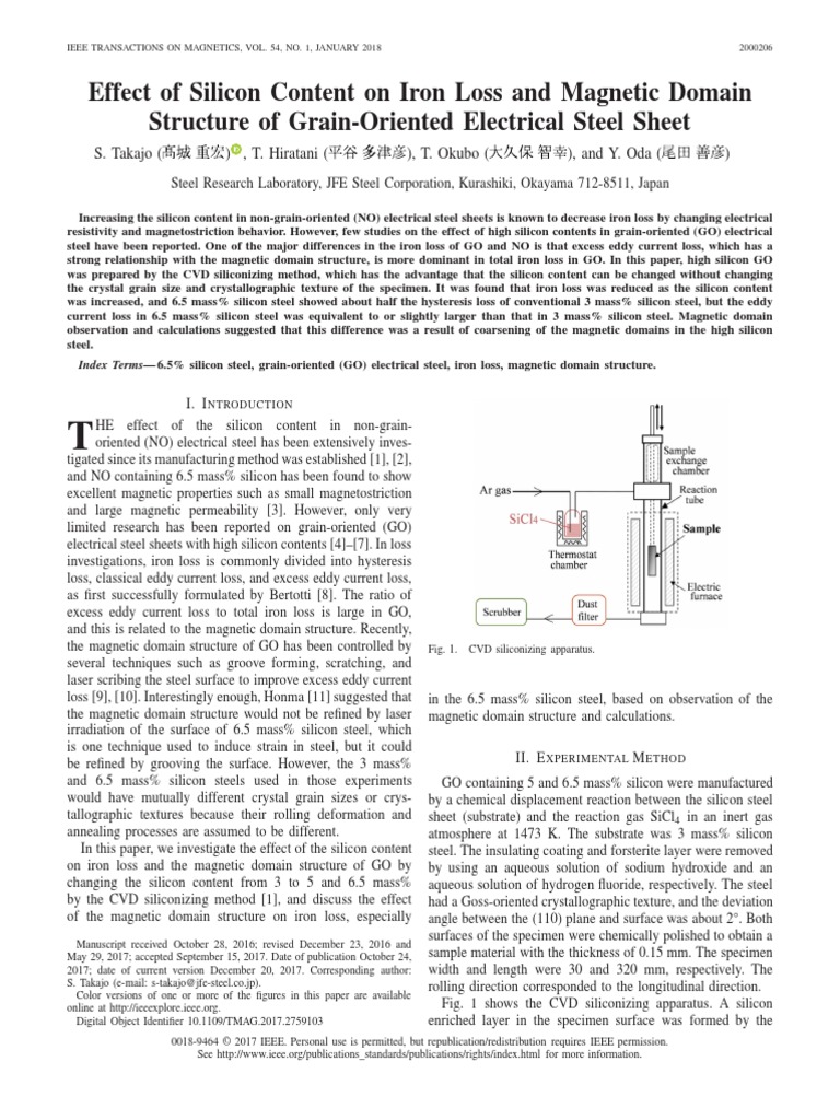 Effect of Silicon Content On Iron Loss and Magnetic Domain Structure of ...