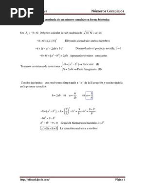 58188253 La Raiz Cuadrada De Un Numero Complejo En Forma Binomica