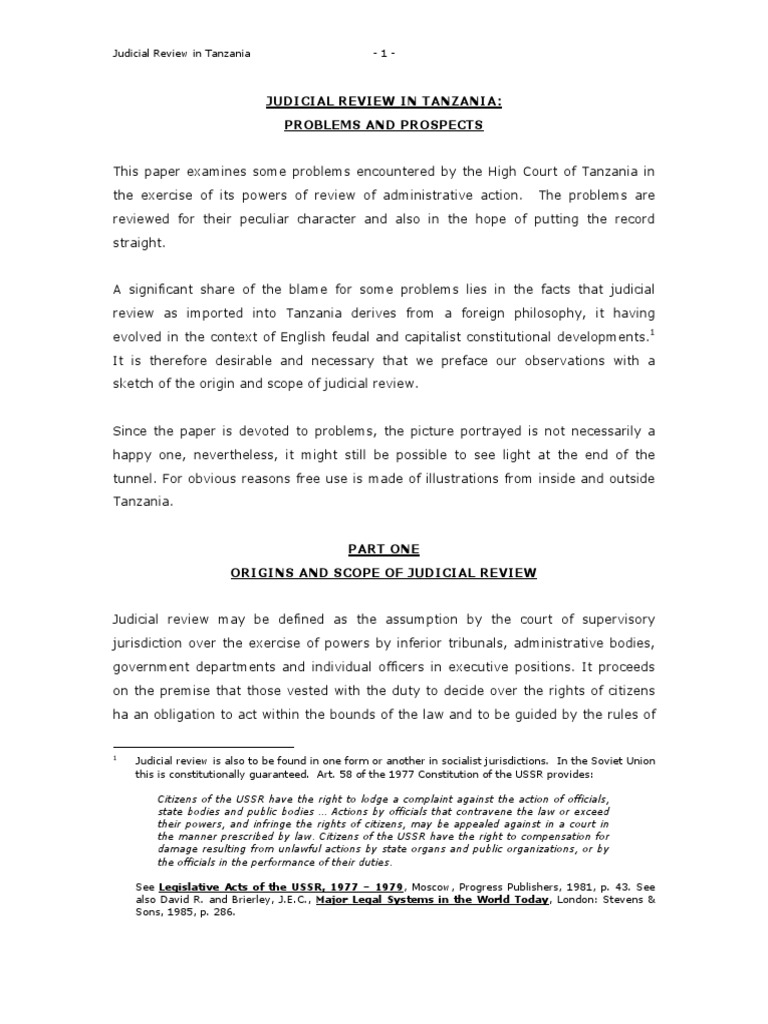 Judicial Review in Tanzania PDF Certiorari Mandamus