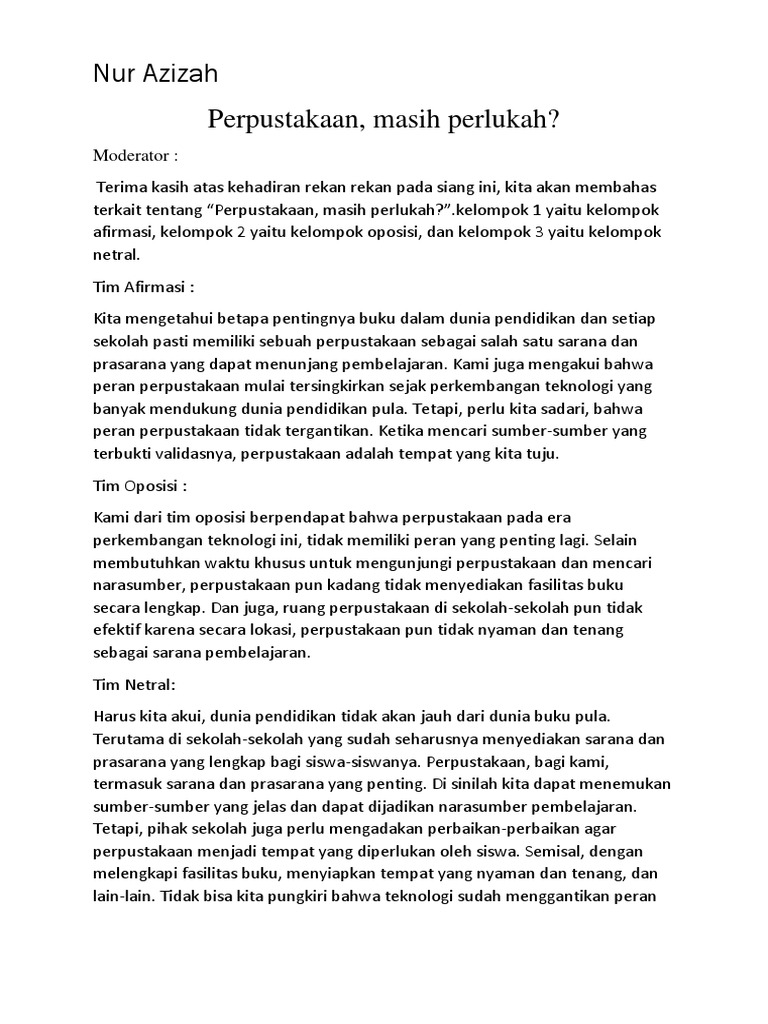 Contoh Teks Debat Kemerdekaan - Red Pdf