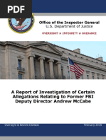 A Report of Investigation of Certain Allegations Relating to Former FBI Deputy Director Andrew McCabe