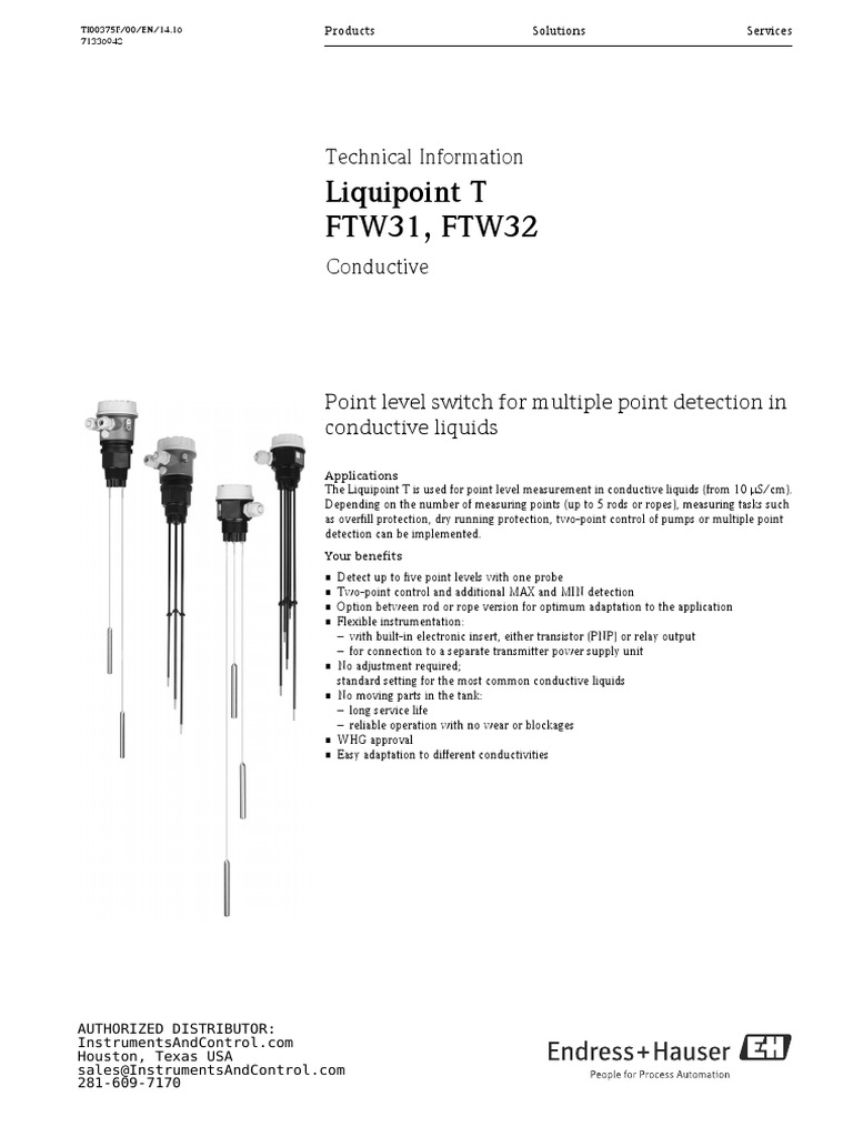 EH Liquipoint FTW31 FTW32 Datasheet | Relay | Switch