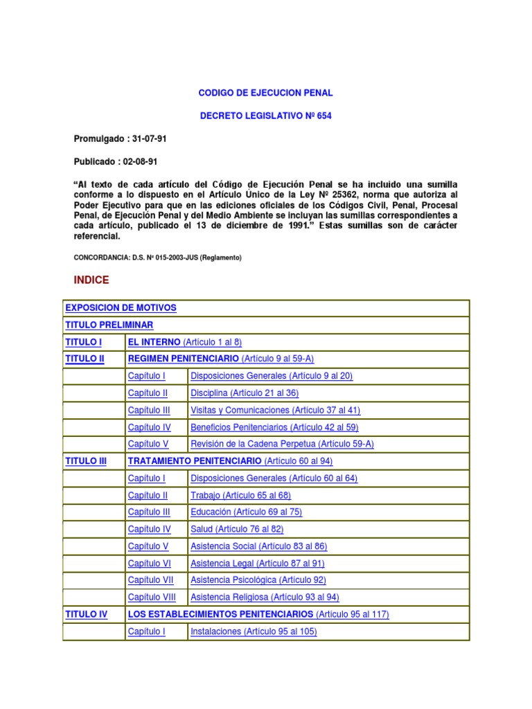 Codigo de Ejecucion Penal | PDF | Derecho penal | Pena capital