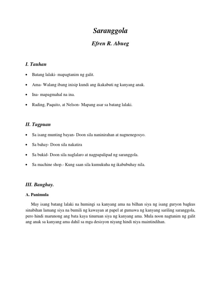 Suring Basa Sa FIlipino (Saranggola) | PDF
